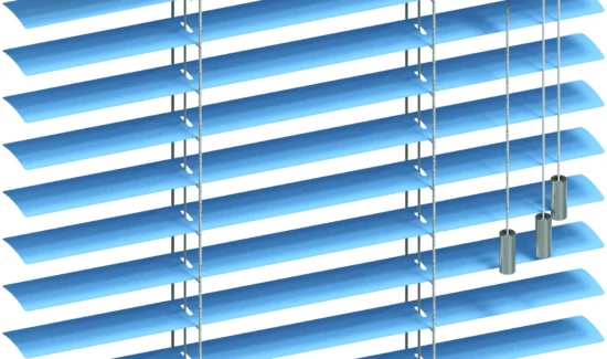 Schematische Zeichnung einer Alu-Jalousie mit Schnurbedienung